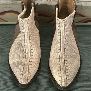 Free People Snake skin suede zipper bootie